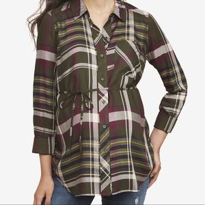Maternity Green Plaid Shirt
